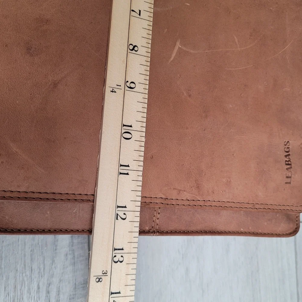 Leabags Messenger Bag 100% Leather Shoulder Strap Flap Brown 12x10